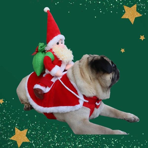 Disfraces de gato ropa de perrito de Navidad abrigo de invierno para ropa de mascota pequeña y mediana montando ropa de santa claus