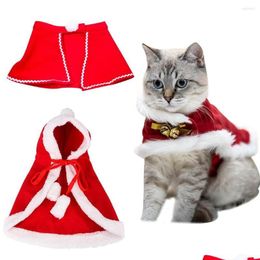 Costumes de chat Noël drôle vêtements de père Noël pour petits chats chiens année de Noël vêtements pour animaux de compagnie hiver chaton tenues livraison directe maison Dhm3K