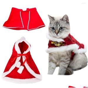 Costumes de chat Noël drôle vêtements de père Noël pour petits chats chiens année de Noël vêtements pour animaux de compagnie hiver chaton tenues livraison directe maison Dhcgx