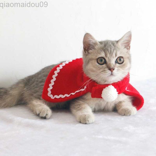 Disfraces para gatos Ropa navideña para mascotas Feliz año nuevo Suministros para mascotas Otoño Invierno Felpa Perro rojo Sombrero para gato Capa Bufanda Diadema Adornos para mascotas de Navidad AA230321