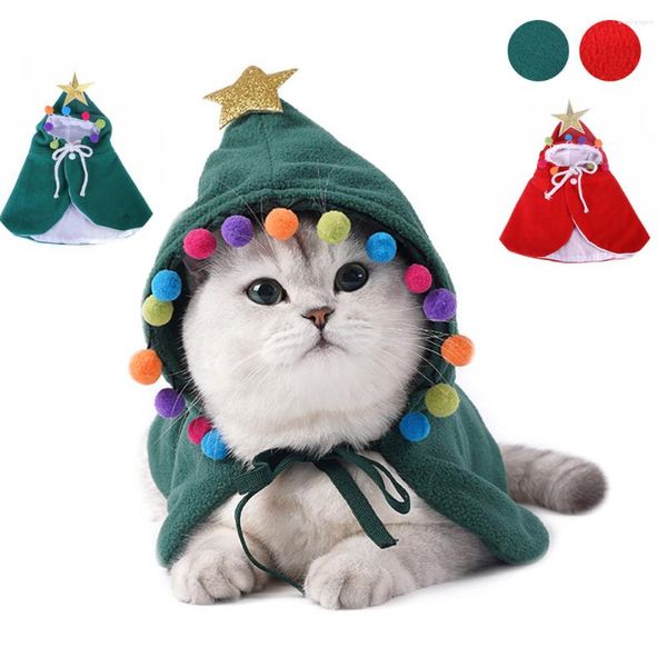 Costumes de chat vêtements pour animaux de compagnie de noël hiver chaud chien drôle cape écharpe bandeau fête chiot chaton Costume fournitures accessoires cadeaux