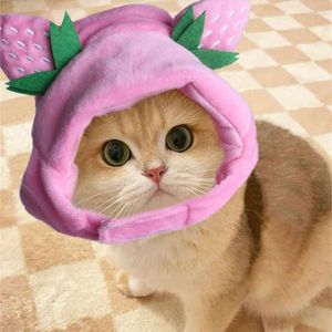 Costumes de chat, chapeau de noël pour animaux de compagnie, belle forme de fraise pour chiens, fournitures de déguisement, accessoire de carnaval d'hiver KXRE