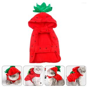 Katkostuums Kleding voor huisdieren Dog Hoodie Halloween Kostuum Strawberry Decor Cute Puppy Fleece Cosplay Supplies Vacation Girls