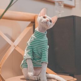 Disfraces de gato Ropa Sphynx Abrigo de lana Mangas largas Camiseta de rayas suaves para gatitos Perros Devon Rex Mono lindo Primavera y Au