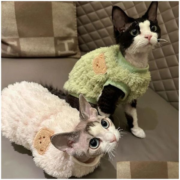 Disfraces de gato Ropa Otoño Sphynx Ropa para invierno Cálido Veet Engrosamiento Gatito Chaleco Suave Dulce Abrigo para perros Outwear Drop de Homefavor DHB3Q