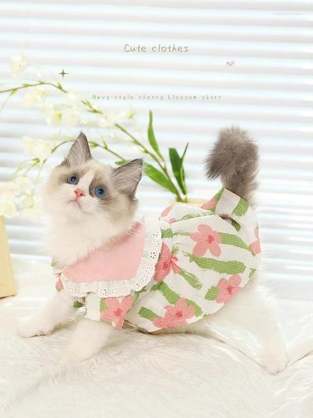 Cost costumes vêtements jupes d'été chatte de compagnie mignonne courte graduellement en tissu mince de marionnettes anti-décompte