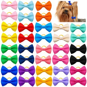 Cat Costumes Colorful Dog Bowknot Pet Hair Bows Decorate Solid Color with Rubber Band for Small Dogs Puppy Headwear Accessories 230825