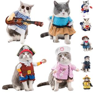 Kattenkostuums Cosplay Pak voor katten Kleding Voetzoekers Corsair Cowboy Leuke piraat Dingen Fancy Kitty Grappige hond Hoedaccessoires