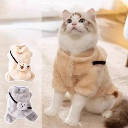 Fantasias de gato roupas fofas para animais de estimação com espessamento para o calor do outono e inverno