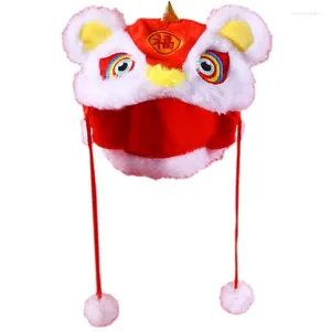 Costumes de chat, chapeau en peluche mignon pour animaux de compagnie, chapeaux de Lion de Style chinois, vêtements de danse doux et chauds pour chiots et chiens, fournitures