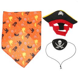 Cat -kostuums Decorate Halloween Pirate Hat Triangle Bandana Set Pumpkin Speeksel Pet Dog Plush Cosplay Kit