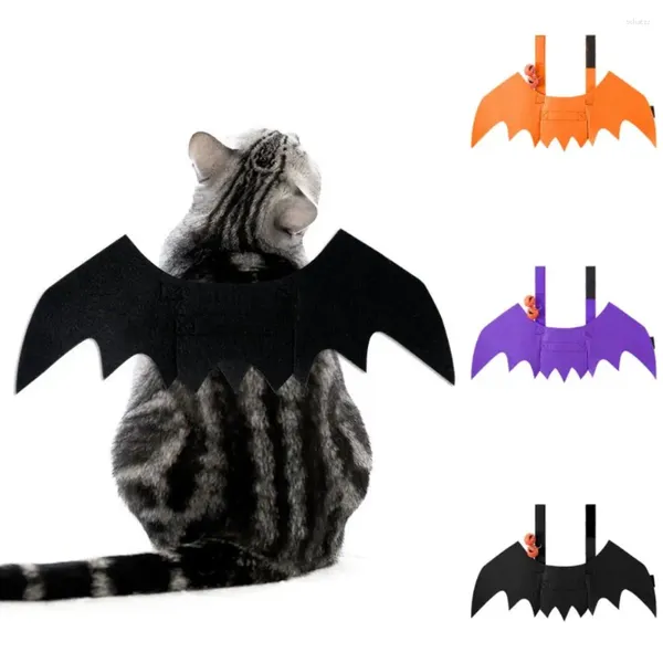 Costumes de chat, ailes artificielles décoratives, accessoire de Cosplay pour animaux de compagnie, avec cloche en tissu, ailes de chien, cloches de citrouille, noir/violet/Orange