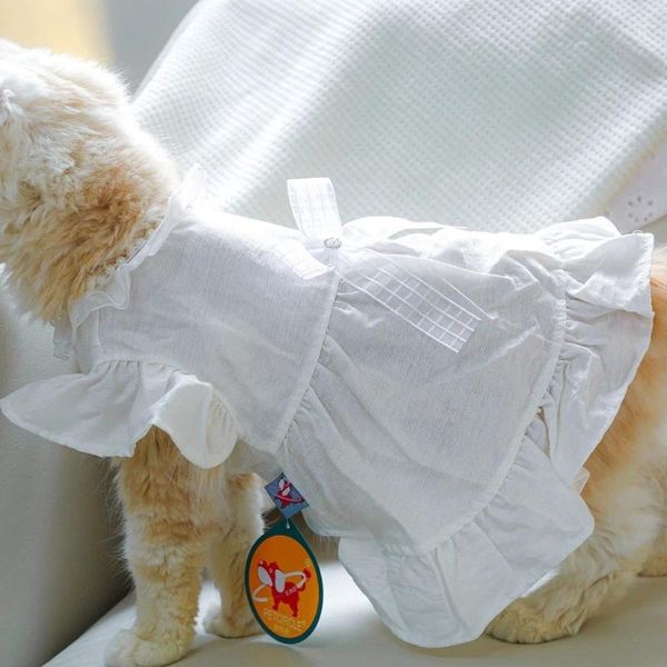 Disfraces de gato Vestido de cumpleaños para perro delicado Falda de boda Falda tutú con volantes blancos para niña