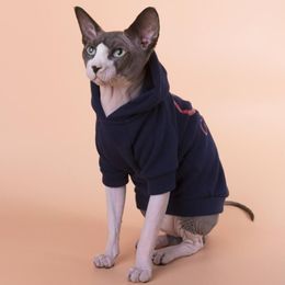 Costumes de chat Designer Sphinx Vêtements Devin sans poils pour vêtements Automne Hiver À capuche Plus Polaire Chaud Sphynx238l