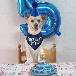 Disfraces de gato Fiesta de cumpleaños para perros Bufanda triangular Algodón lavable Azul Decoración linda Cachorro Sombrero para gato Sombrero para cachorro brillante Disfraz Accesorio para mascotas 231011