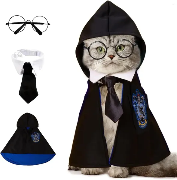 Disfraces de gato Disfraz de perro Mascota Cosplay Capa Ropa universitaria Pequeña Magia Primavera y otoño Gafas Corbata Mantón