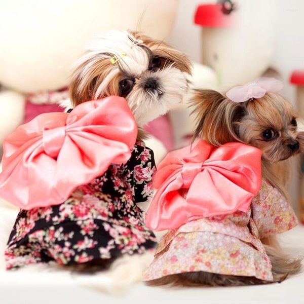 Disfraces para gatos Vestido para perros Decoración con nudo de lazo Falda Estampado de flores Algodón de dos patas Hermoso para fiesta