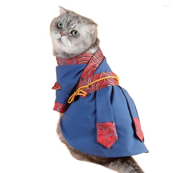 Costumes de chat robe de chien broderie ourlet ample rétro Style d'art martial petits chiens articles pour animaux de compagnie