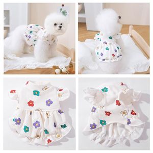 Chat Costumes Chien Robe Pet Été Camping Marche Fleur Jupe Chats Vêtements Pour Petits Chiens Fille B03E