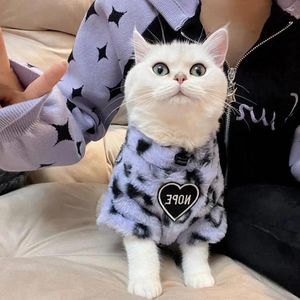 Costumes de chat Pull pour chien Imprimé léopard Vêtements d'hiver Tenues confortables pour les petits garçons Filles Doublure douce Facile à porter Vêtements pour animaux de compagnie Ragdoll