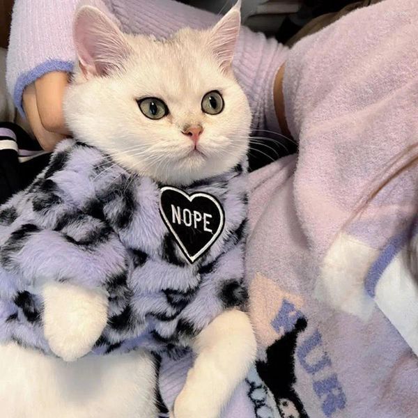 Disfraces para gatos Suéter para perros Ropa de invierno con estampado de leopardo Trajes cálidos y gruesos para niños pequeños Niñas Fácil de usar Ropa para mascotas Ragdoll