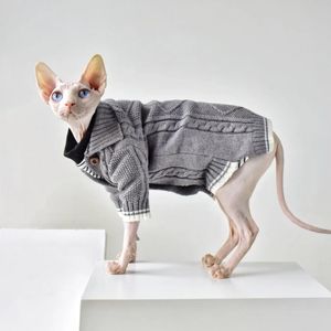 Disfraces para gatos DUOMASUMI Diseño exclusivo Suéter para gatos sin pelo Invierno Calor grueso Devon Cornish Ropa para gatos sin pelo Ropa para gatos Sphynx 231212