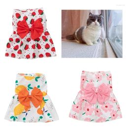 Costumes de chat, robe imprimée de fleurs pour chien, joli décor de nœud papillon, jupe pour chiens, printemps et été