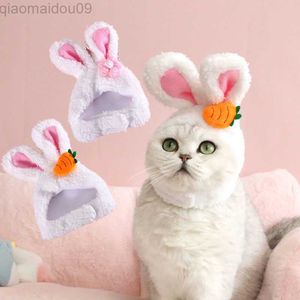 Cat Costumes Funny Cat Headgear Cute Rabbit Ears Cap for Cats Warm Plush Pet Hat Christmas Cosplay Props PhotoProp Kitten Headwear Supplies AA230321