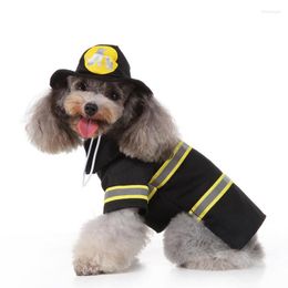 Chat Costumes Drôle Chien Vêtements Pompier Pet Costume Avec Chapeau Assistant Volant Pour Halloween Jour Cosplay Dress Up