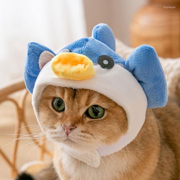 Disfraces de gato, gorro divertido para perro mascota, disfraz cálido y adorable con diseño de orejas acolchadas, gorro de Cosplay para gatos, suministros para la cabeza de felpa