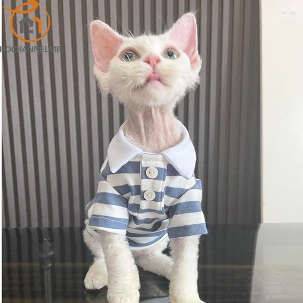 Disfraces de gato ropa sin pelo Sphinx Devon Otoño Invierno cuello Polo camisa algodón elástico estilo ropa para gatos