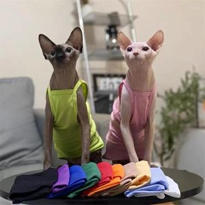 Disfraces para gatos, ropa sin pelo, tirantes de verano, chaleco fino transpirable para habitación con aire acondicionado, multicolor opcional