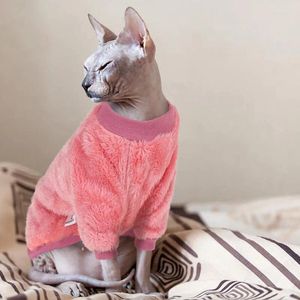 Katkostuums Haarloze kleding Dikke Warm Winterjas voor Sphynx Soft Faux Furry pullover onesie kittens Pet Pyjamas Apparel