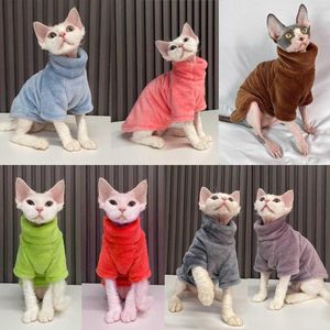 Costumes de chat vêtements sans poils manteau d'hiver à capuche Sphynx chaton pull B03E