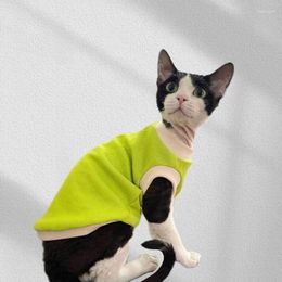 Kattenkostuums Haarloze Duitse krullende sfinxkleding gesplitst met puur katoenen elastische tanktop met korte mouwen voor huisdieren
