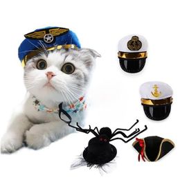 Costumes de chat Halloween Pet Cat Dog Cap Costumes Funny Caps Animaux Produit pour Pographie Cosplay Police Hat Holiday Costume Accessoires Dr Dhbxy