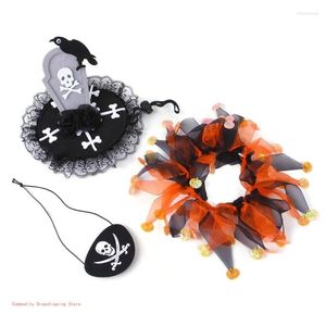 Costumes d'halloween pour chat, chapeau pour animaux de compagnie, belle forme pour chien, fournitures de déguisement, carnaval d'hiver avec collier en fil, ensemble de patchs pour les yeux