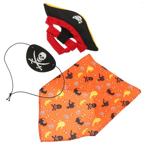 Disfraces de gato Halloween Pirate Triangle Bandana Set Saliva de calabaza Saliva para Pet Kit Party Favors Plush