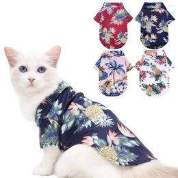 Disfraces de gato Hawaii mascota ropa para perros camisa floral verano playa ropa para cachorros para perros pequeños gatos casual t chihuahua