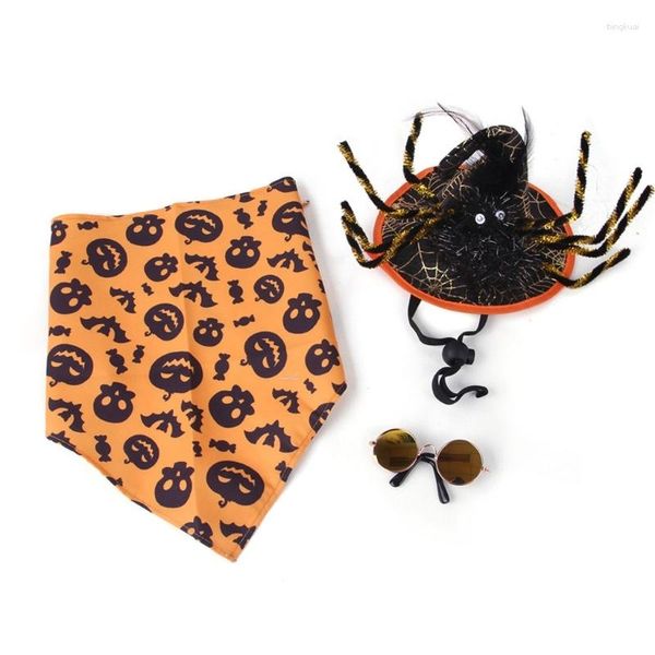 Costumes de chat joli chapeau de sorcière avec lunettes de soleil Bandana Halloween Costume de chiens espiègles carnavals fête Cosplay accessoires livraison directe