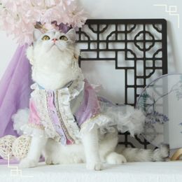 Katkostuums Originele Pet Hanfu Cat Dog Cloths Antieke Chinese stijl 220908