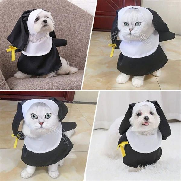 Costumes de fête pour chat/chien, fournitures pour animaux de compagnie, robe de nonne Cosplay, vêtements d'halloween amusants