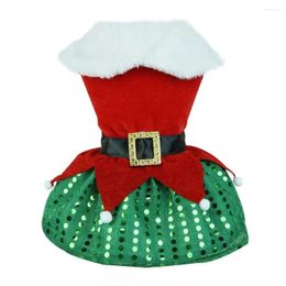 Vestuario de gato vestido de Navidad festivo santa claus falda para perros con hem a lentejuelas ropa de fiesta de terciopelo dorado para la fiesta de fiesta para