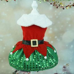 Vestuario de gatos vestidos de Navidad festivo santa claus perro con lentejuelas de lentejuelas de lentejuelas de la fiesta de la fiesta de la fiesta de hem