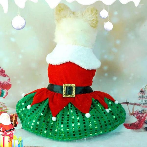 Disfraces de gato Vestido de Navidad para mascotas Festivo Santa Claus Up Falda para perro Fiesta de vacaciones Cómodo Lentejuela brillante Golden