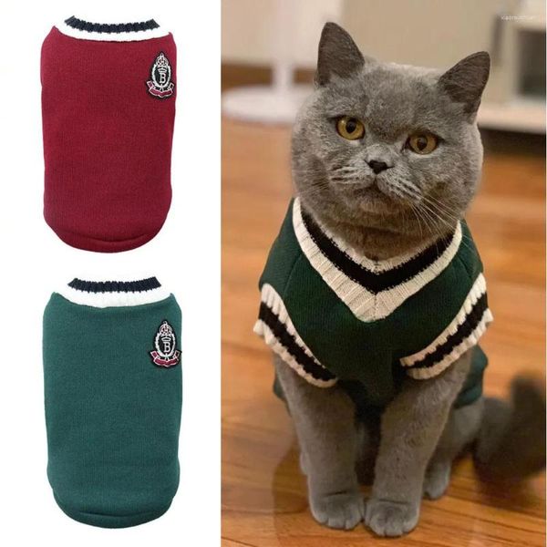 Costumes de chat vêtements pour animaux de compagnie solide Costume hiver pull de noël pour petits chiens chaton pull chiot gilet Kitty veste tenue