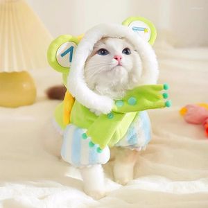 Costumes pour chats, vêtements pour animaux de compagnie, en forme de grenouille, respirant et confortable, petit chapeau indépendant, garde au chaud, évite le froid, vêtements pour chats