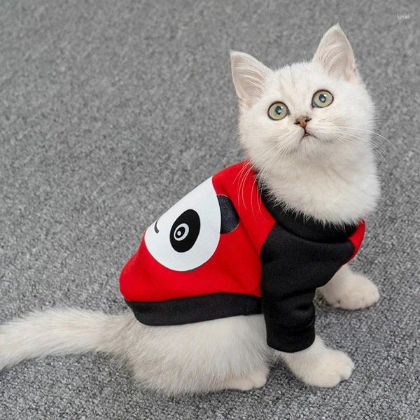 Trajes de gato Abrigo para mascotas Otoño e invierno Cálido Tank Top Chaqueta de lana Moda Lindo Panda Patrón Ropa