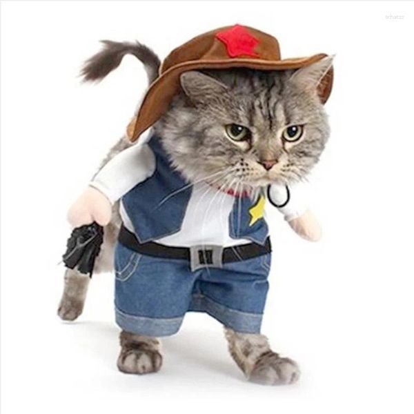 Costumes de chat, Costume de chien de compagnie, jean de Cowboy, chemises à capuche, combinaison d'halloween, vêtements pour chiots, manteau amusant