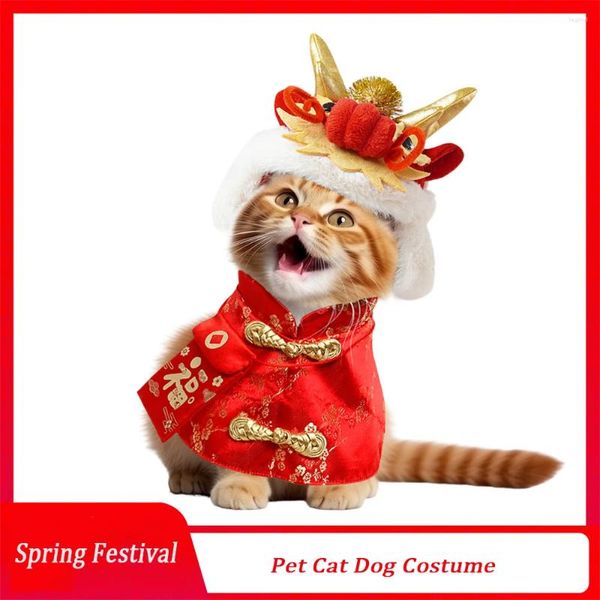 Costumes de chat Costume de chien de compagnie Costume de Festival de printemps Cape cou enveloppe rouge noël chinois jour année collier noeud papillon cadeau